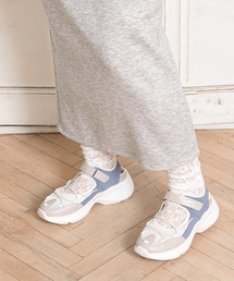【MOZ LAGOM】モズ 厚底スニーカーサンダル 5cmソール 軽量メッシュ スポサン(歩きやすい/ベルクロ/屈曲性)