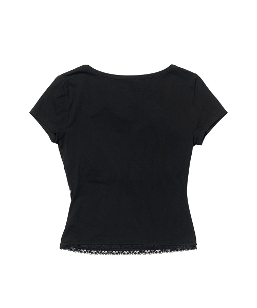 SCHISM INDUCING(スキズムインデューシング)の「HALTER LAYERED HENLEY NECK T SHIRT BLACK(Tシャツ/カットソー・レディース・その他・FREE)」の3枚目の写真
