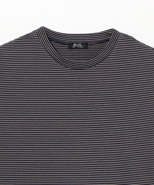 BRILLA per il gusto（ブリッラペルイルグースト）の「コットン ボーダー クルーTシャツ（Tシャツ/カットソー・メンズ・ネイビー/ブラック系その他4・MEDIUM/LARGE/X-LARGE/SMALL）」の4枚目の写真