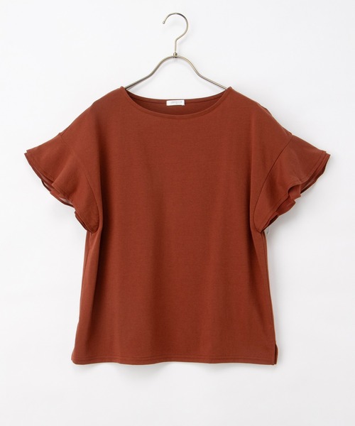 Honeys(ハニーズ)の「【ハニさら・接触冷感・吸水速乾・UVカット・遮熱】フリル袖Tシャツ(Tシャツ/カットソー・レディース・ダークオレンジ/ボルドー/グリーン/ダークブラウン・3L/L/LL/M/S)」の21枚目の写真