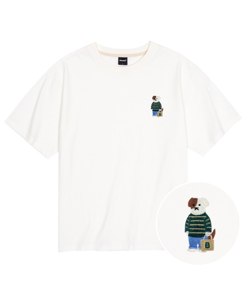 OKSTAR(オクスター)の「クールコットンオーバーサイズミニミカジュアルブロドック刺繍半袖Tシャツ(Tシャツ/カットソー・レディース・クリーム/ブラック/ホワイト/ダークグリーン・MEDIUM/LARGE/SMALL/XX-LARGE/X-LARGE)」の2枚目の写真