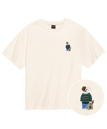 クールコットンオーバーサイズミニミカジュアルブロドック刺繍半袖Tシャツ