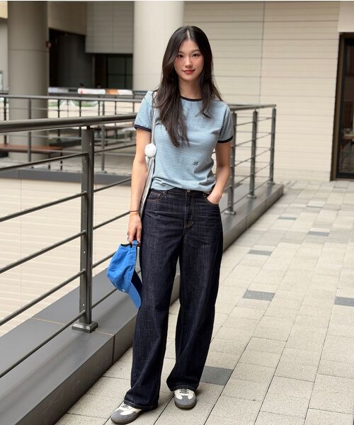BER DE NOIR(ベールドノワール)の「パインストライプリンガーTシャツ(ブルー)(Tシャツ/カットソー・レディース・その他・SMALL/MEDIUM/LARGE)」の3枚目の写真