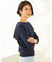 総針編み・スクエアカラーニット