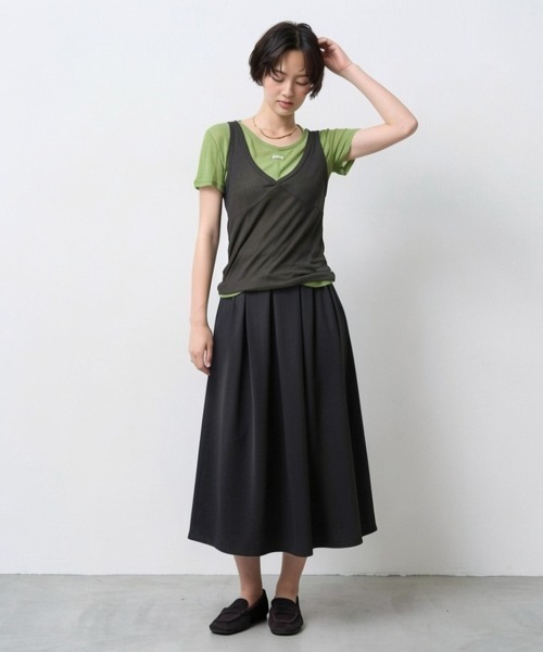 NUJOH（ヌゾ）の「Cotton Pintuck Long Skirt / コットンピンタックロングスカート（スカート・レディース・ライトベージュ/ホワイト/ブラック・FREE）」の3枚目の写真