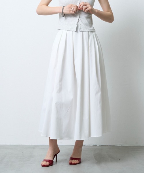 NUJOH（ヌゾ）の「Cotton Pintuck Long Skirt / コットンピンタックロングスカート（スカート・レディース・ライトベージュ/ホワイト/ブラック・FREE）」の4枚目の写真