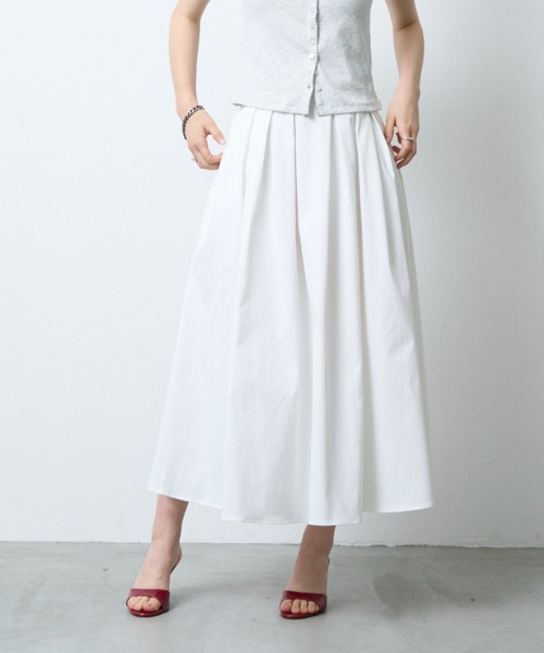 NUJOH（ヌゾ）の「Cotton Pintuck Long Skirt / コットンピンタックロングスカート（スカート・レディース・ライトベージュ/ホワイト/ブラック・FREE）」の5枚目の写真