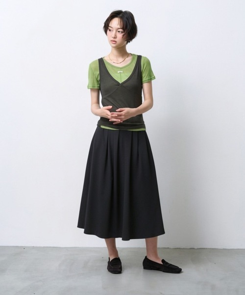 NUJOH（ヌゾ）の「Cotton Pintuck Long Skirt / コットンピンタックロングスカート（スカート・レディース・ライトベージュ/ホワイト/ブラック・FREE）」の8枚目の写真
