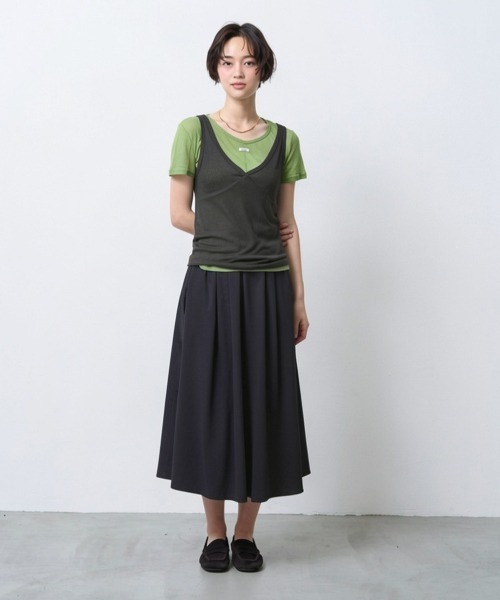 NUJOH（ヌゾ）の「Cotton Pintuck Long Skirt / コットンピンタックロングスカート（スカート・レディース・ライトベージュ/ホワイト/ブラック・FREE）」の7枚目の写真