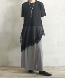 クルーネックレースワンピース