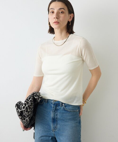 GALLARDAGALANTE(ガリャルダガランテ)の「GニットTee(ニット/セーター・レディース・ベージュ/イエロー/チャコールグレー/オフホワイト・FREE)」の5枚目の写真