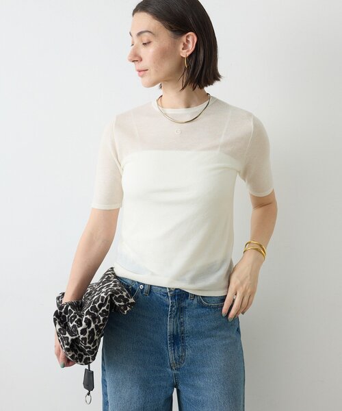 GALLARDAGALANTE(ガリャルダガランテ)の「GニットTee(ニット/セーター・レディース・ベージュ/イエロー/チャコールグレー/オフホワイト・FREE)」の6枚目の写真