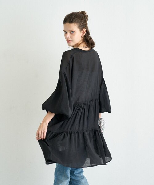 CIAOPANIC TYPY（チャオパニックティピー）の「ZOZO限定裾フリル2WAYシアーチュニックシャツ（シャツ/ブラウス・レディース・サックスブルー/ブラック/オフホワイト/ブラウン・ONE SIZE）」の13枚目の写真