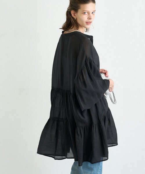 CIAOPANIC TYPY（チャオパニックティピー）の「ZOZO限定裾フリル2WAYシアーチュニックシャツ（シャツ/ブラウス・レディース・サックスブルー/ブラック/オフホワイト/ブラウン・ONE SIZE）」の14枚目の写真