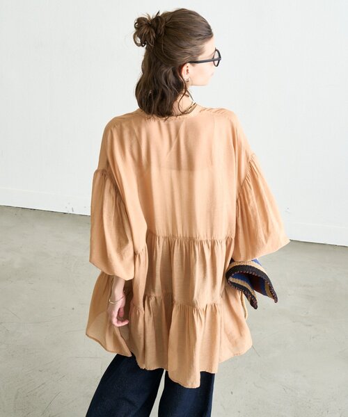 CIAOPANIC TYPY（チャオパニックティピー）の「ZOZO限定裾フリル2WAYシアーチュニックシャツ（シャツ/ブラウス・レディース・サックスブルー/ブラック/オフホワイト/ブラウン・ONE SIZE）」の19枚目の写真