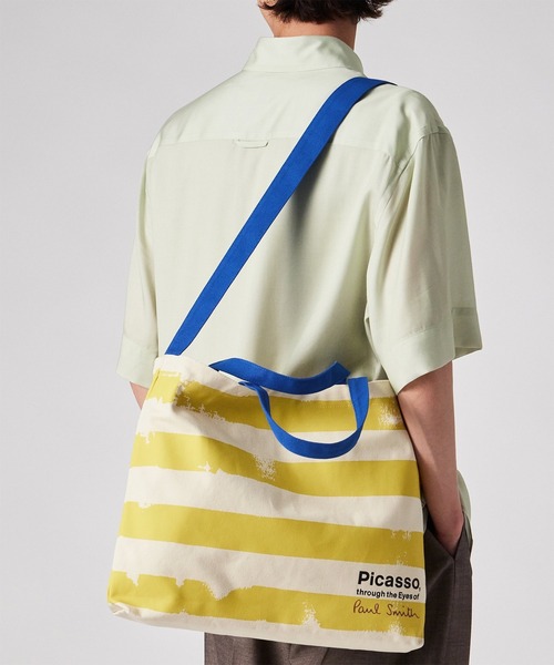 Paul Smith(ポールスミス)の「"Picasso, through the Eyes of Paul Smith" ボーダー トートバッグ【263746 PTOTE】(トートバッグ・メンズ・ケリーグリーン/イエロー・FREE)」の2枚目の写真
