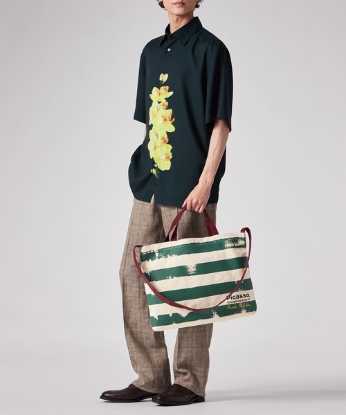 Paul Smith(ポールスミス)の「"Picasso, through the Eyes of Paul Smith" ボーダー トートバッグ【263746 PTOTE】(トートバッグ・メンズ・ケリーグリーン/イエロー・FREE)」の3枚目の写真