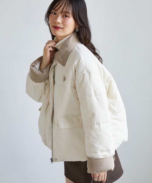 U.S. POLO ASSN.(ユーエスポロアッスン)の「RANAN/solleim別注【U.S.POLO ASSN.】ワークデザイン中綿ブルゾン(ブルゾン・レディース・ネイビー/アイボリー・L/LL/M)」の1枚目の写真