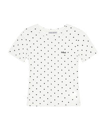 DOT HALF SLEEVE TOP_WHITE