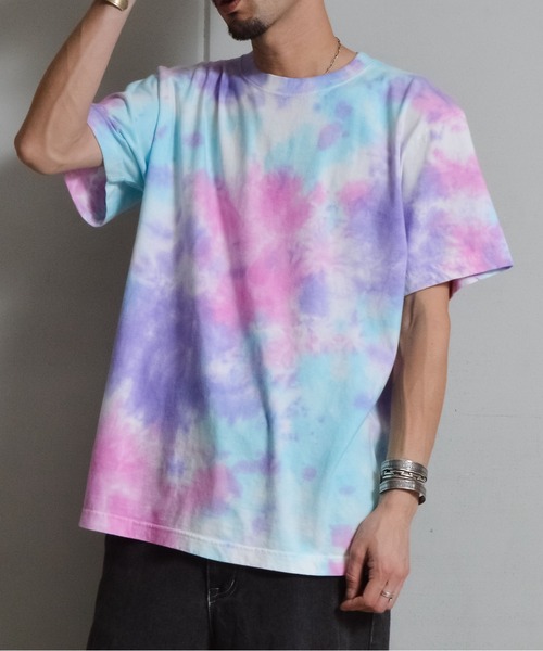 DOUBLE STEAL(ダブルスティール)の「DS6.6オンスネーム付きタイダイ半袖TEE(Tシャツ/カットソー・メンズ・パープル/オレンジ・LARGE/MEDIUM)」の2枚目の写真