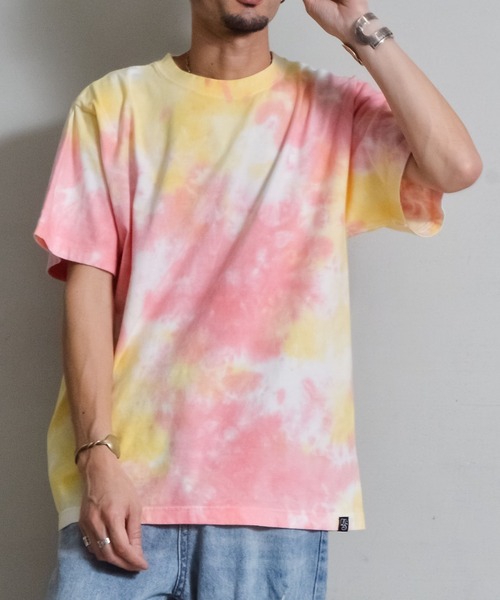 DOUBLE STEAL(ダブルスティール)の「DS6.6オンスネーム付きタイダイ半袖TEE(Tシャツ/カットソー・メンズ・パープル/オレンジ・LARGE/MEDIUM)」の1枚目の写真