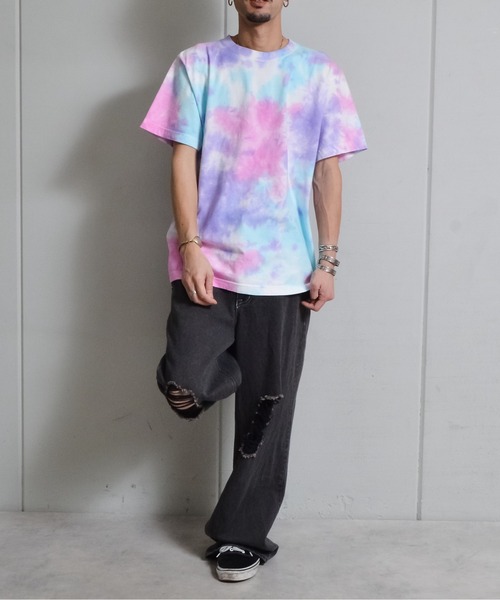 DOUBLE STEAL(ダブルスティール)の「DS6.6オンスネーム付きタイダイ半袖TEE(Tシャツ/カットソー・メンズ・パープル/オレンジ・LARGE/MEDIUM)」の20枚目の写真