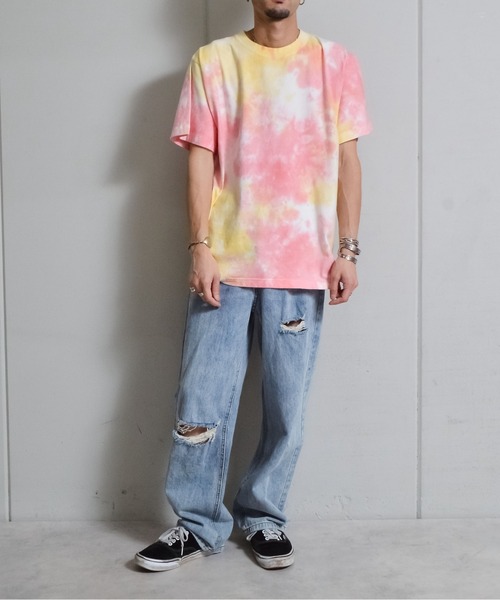 DOUBLE STEAL(ダブルスティール)の「DS6.6オンスネーム付きタイダイ半袖TEE(Tシャツ/カットソー・メンズ・パープル/オレンジ・LARGE/MEDIUM)」の6枚目の写真