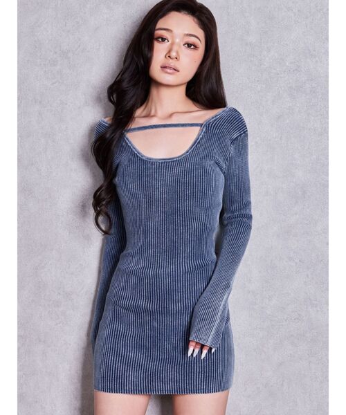 GYDA（ジェイダ）の「2WAYブリーチリブニットタイトミニワンピース（ワンピース・レディース・ブラック/ネイビー/ブラウン・FREE）」の3枚目の写真