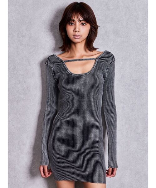 GYDA（ジェイダ）の「2WAYブリーチリブニットタイトミニワンピース（ワンピース・レディース・ブラック/ネイビー/ブラウン・FREE）」の5枚目の写真