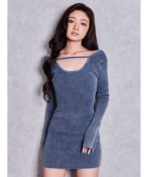 GYDA（ジェイダ）の「2WAYブリーチリブニットタイトミニワンピース（ワンピース・レディース・ブラック/ネイビー/ブラウン・FREE）」の10枚目の写真