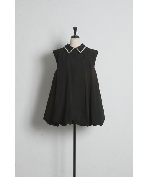 tocco closet（トッコ　クローゼット）の「【ZOZO限定】襟パール装飾ノースリーブチュニックブラウス（シャツ/ブラウス・レディース・オフホワイト/ブラック・M）」の18枚目の写真