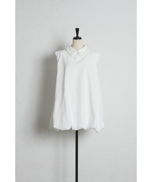 tocco closet（トッコ　クローゼット）の「【ZOZO限定】襟パール装飾ノースリーブチュニックブラウス（シャツ/ブラウス・レディース・オフホワイト/ブラック・M）」の19枚目の写真