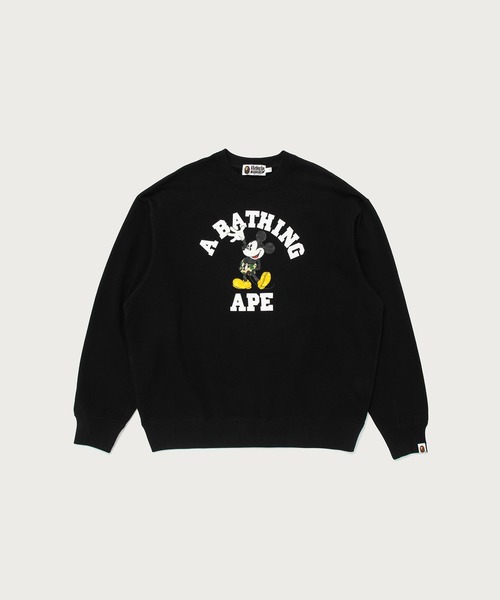 A BATHING APE(アベイシングエイプ)の「BAPE X DISNEY MICKEY MOUSE COLLEGE RELAXED FIT CREWNECK(スウェット・メンズ・ブラック/グレー・SMALL/MEDIUM/X-LARGE/LARGE)」の2枚目の写真