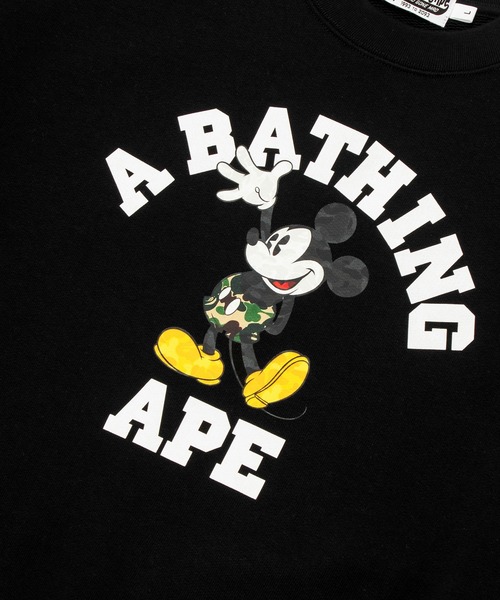 A BATHING APE(アベイシングエイプ)の「BAPE X DISNEY MICKEY MOUSE COLLEGE RELAXED FIT CREWNECK(スウェット・メンズ・ブラック/グレー・SMALL/MEDIUM/X-LARGE/LARGE)」の6枚目の写真