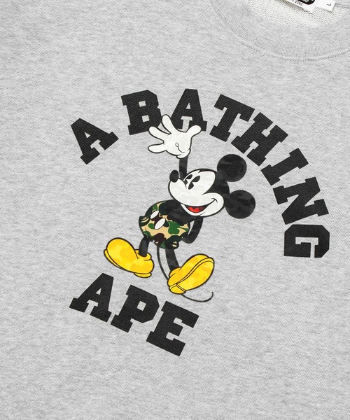 A BATHING APE(アベイシングエイプ)の「BAPE X DISNEY MICKEY MOUSE COLLEGE RELAXED FIT CREWNECK(スウェット・メンズ・ブラック/グレー・SMALL/MEDIUM/X-LARGE/LARGE)」の7枚目の写真