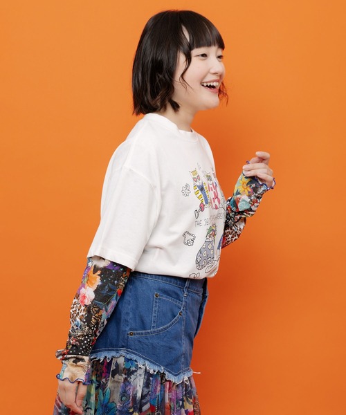 ScoLar（スカラー）の「162750：おしゃれネコ柄 接触冷感Tシャツ（Tシャツ/カットソー・レディース・ブラウン/パープル/ブラック/オフホワイト・M）」の17枚目の写真