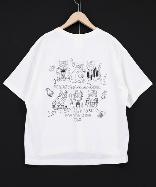 ScoLar（スカラー）の「162750：おしゃれネコ柄 接触冷感Tシャツ（Tシャツ/カットソー・レディース・ブラウン/パープル/ブラック/オフホワイト・M）」の21枚目の写真
