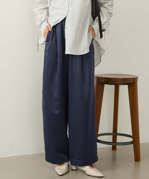 Aunely(オーネリー)の「【Aunely】洗練ヴィンテージサテンイージーパンツ<YOSOOIシリーズ>(その他パンツ・レディース・ダークネイビー/アイボリー/ネイビー/チャコールグレー/ブラック/ブラウン/ブラック系・L/S/M)」の6枚目の写真