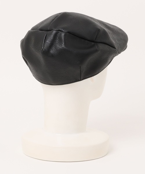 AVIREX(アヴィレックス)の「【es】【AVIREX】synthetic leather HUNTING CAP(ハンチング/ベレー帽・メンズ・ブラック・FREE)」の4枚目の写真