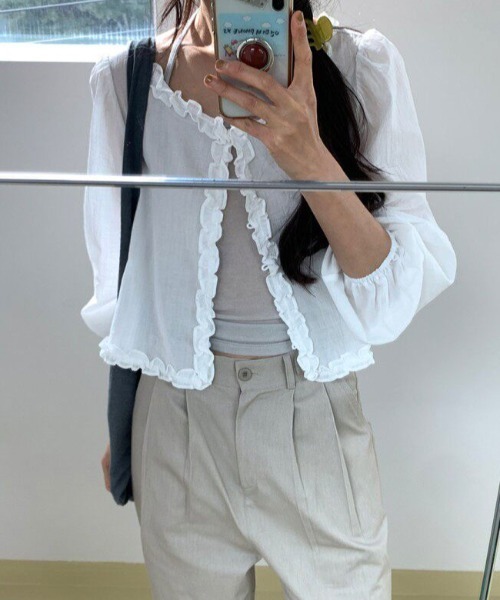 FAVORITO(ファヴォリート)の「フリル長袖トップス(シャツ/ブラウス・レディース・ホワイト・F)」の15枚目の写真