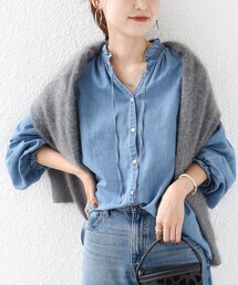 洗濯機可能〉ライトオンス フリル デニム シャツ（シャツ/ブラウス