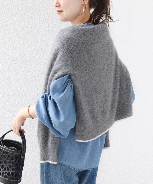 SHIPS（シップス）の「〈洗濯機可能〉ライトオンス デニム フリル スキッパー ブラウス（シャツ/ブラウス・レディース・ライトブルー/ネイビー・ONE SIZE）」の3枚目の写真