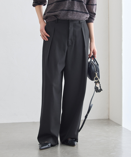 journal standard L'essage(ジャーナルスタンダードレサージュ)の「Doeskin ワイドパンツ(スラックス・レディース・ブラック/ブラウン系その他・38/36)」の1枚目の写真