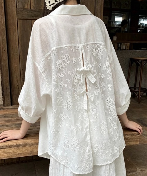 SHOUYO（ショウヨウ）の「後ろレース切替シャツ（シャツ/ブラウス・レディース・ブルー/ホワイト・M）」の11枚目の写真