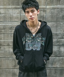 CRASH LOGO GRAPHIC FULLZIP HOODIE / クラッシュロゴ カモ柄グラフィック フルジップ フーディー ダブルジップ メンズ レディース ユニセックス