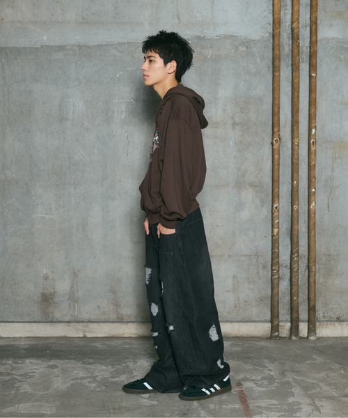 ILL'S(イルズ)の「CRASH LOGO GRAPHIC FULLZIP HOODIE / クラッシュロゴ カモ柄グラフィック フルジップ フーディー ダブルジップ メンズ レディース ユニセックス(パーカー・メンズ・ブラウン/ブラック/チャコールグレー/ライム・L/M)」の20枚目の写真
