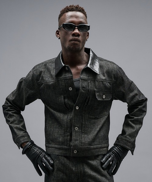 ANDER HUNK(アンダーハンク)の「Crocodile Collar Slav Denim Jacket/クロコダイルカラースラブデニムジャケット(デニムジャケット・メンズ・インディゴブルー/ブラック・SMALL/MEDIUM/LARGE)」の3枚目の写真