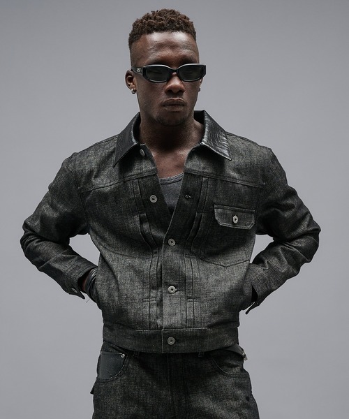 ANDER HUNK(アンダーハンク)の「Crocodile Collar Slav Denim Jacket/クロコダイルカラースラブデニムジャケット(デニムジャケット・メンズ・インディゴブルー/ブラック・SMALL/MEDIUM/LARGE)」の4枚目の写真