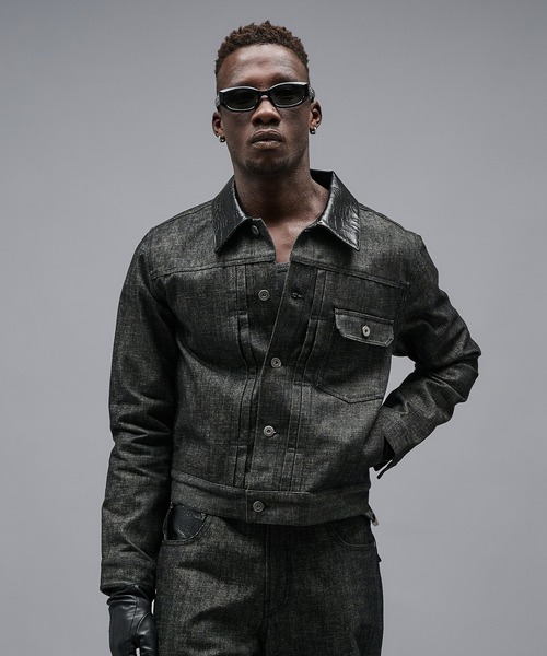 ANDER HUNK(アンダーハンク)の「Crocodile Collar Slav Denim Jacket/クロコダイルカラースラブデニムジャケット(デニムジャケット・メンズ・インディゴブルー/ブラック・SMALL/MEDIUM/LARGE)」の6枚目の写真