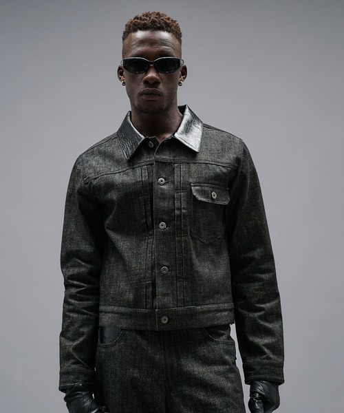 ANDER HUNK(アンダーハンク)の「Crocodile Collar Slav Denim Jacket/クロコダイルカラースラブデニムジャケット(デニムジャケット・メンズ・インディゴブルー/ブラック・SMALL/MEDIUM/LARGE)」の8枚目の写真